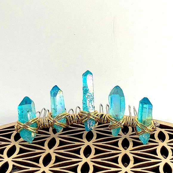 CUSTOM Aqua Angel Aura Pixie Crown - Picture 3 of 6